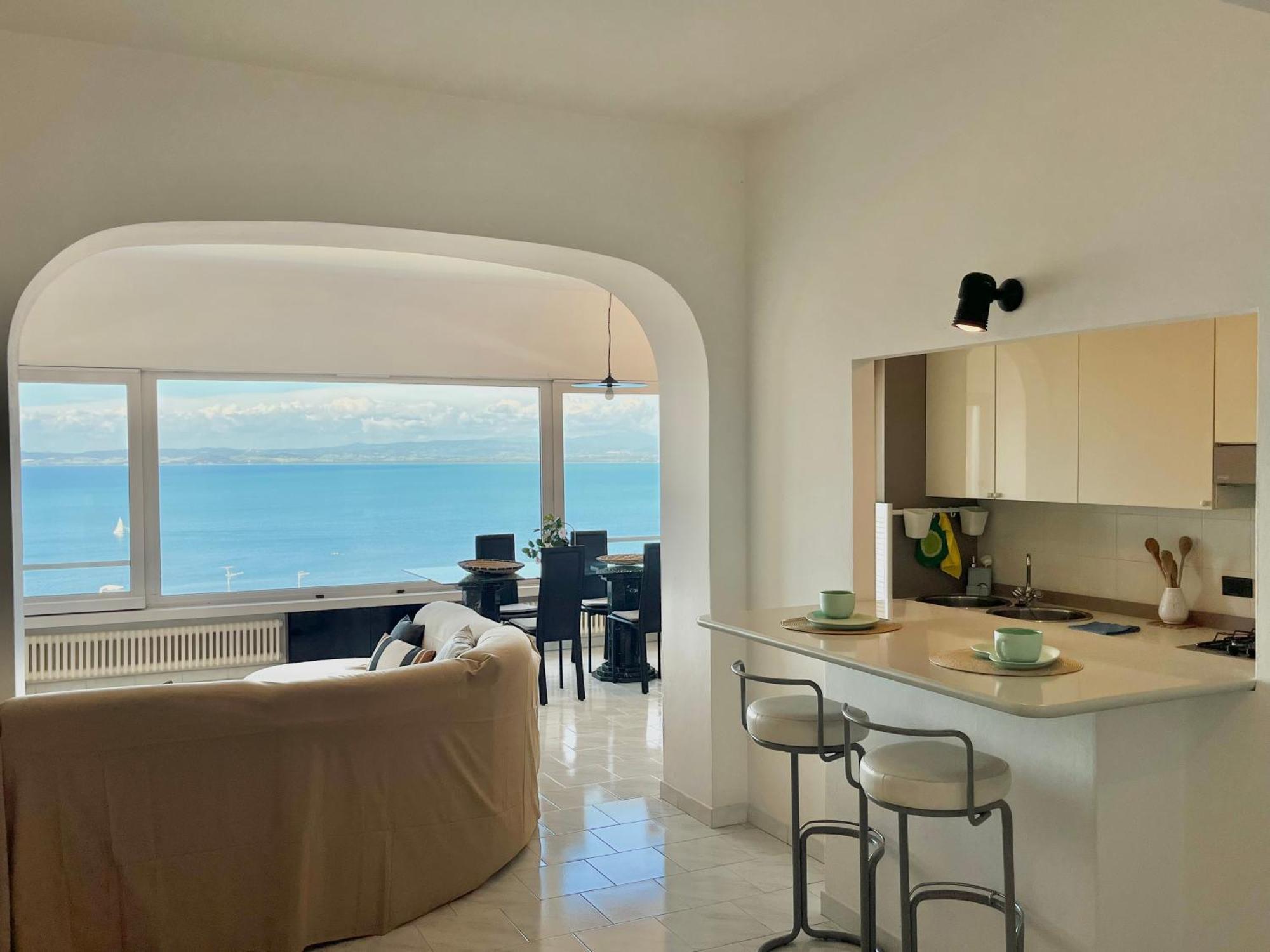 Porto Santo Stefano Vista Mare + Parcheggio Gratuito Apartment Luaran gambar